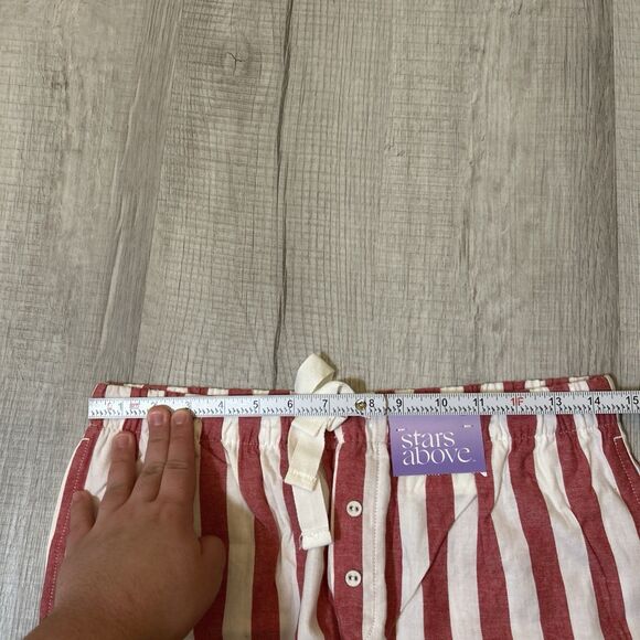NWT Stars Above Women's Linen Blend Striped Pajama Shorts Small Red White - Picture 16 of 16